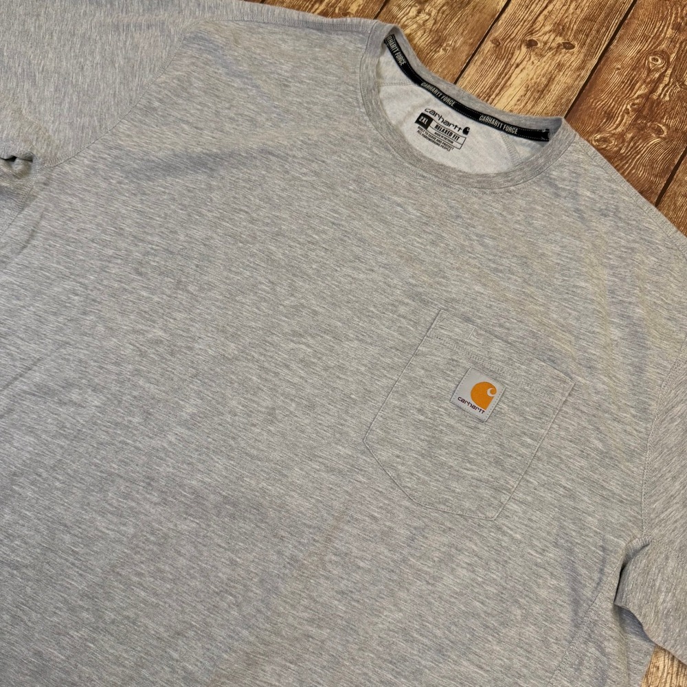 Carhartt Force Relaxed Fit T Shirt Mens XXL Gray Pocket Short Sleeve Work Tee